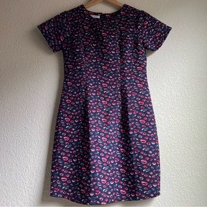 Vintage Valentine's Day I Heart You Red Lips Print Mini Dress, size S